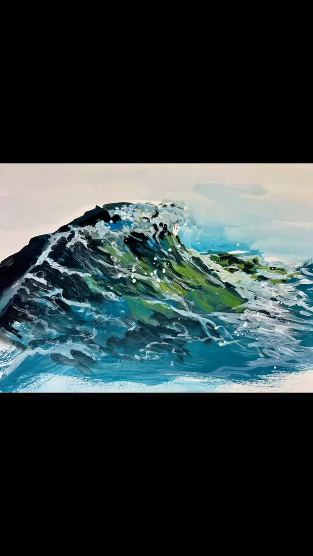 Accueillir les vagues de la vie  #aquarelle #carnetdevoyage #gouache #watercolor #mer #portdecarro #artistepeintre