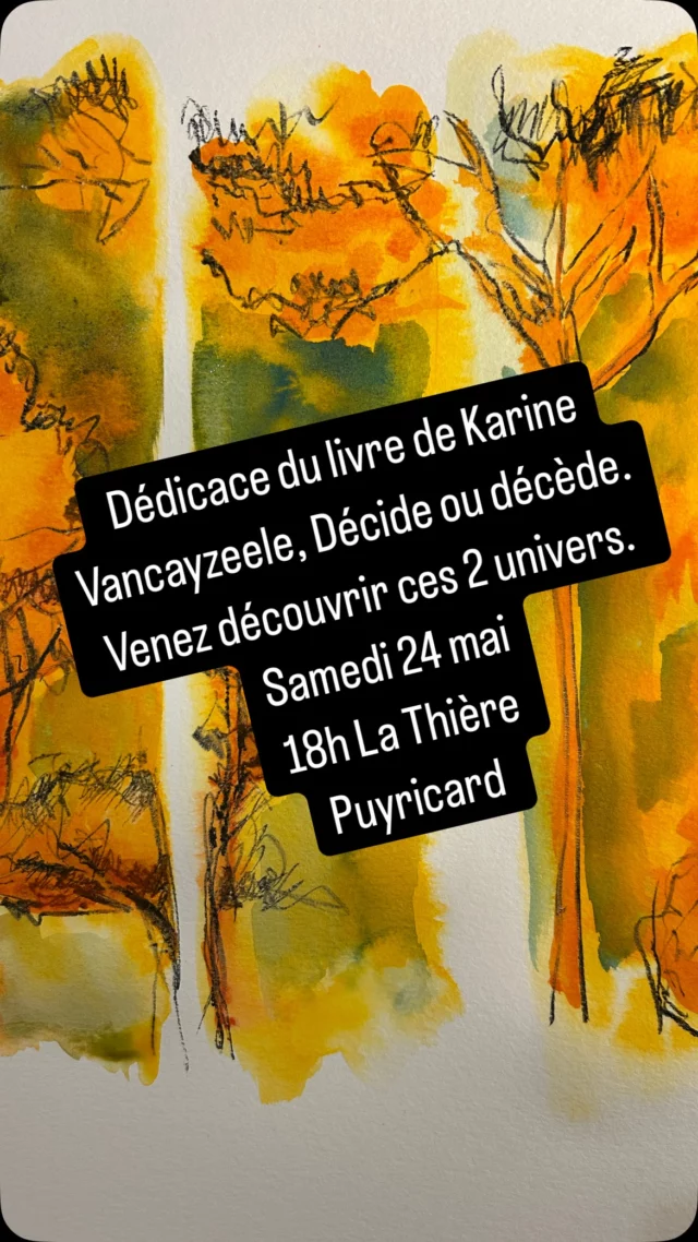 Rendez-vous samedi 24 à 18h à la Théière 22, rue principale à Puyricard, exposition des aquarelles d’Isabelle Barnasson  et dédicace du livre de Karine Vancayzeele, Décide ou décède.
Venez découvrir ces 2 univers. #aquarelle#isabellebarnasson_peintre #aixenprovence #puyriard#watercolor #watercolourpainting
